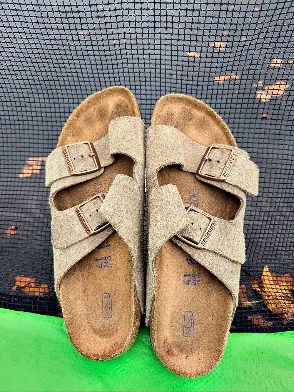 Birkenstock Arizona Soft Footbed Taupe Suede Sandals Beige US 41